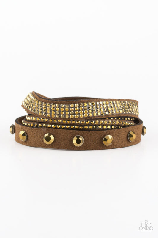 TOTALLY ROCKABLE - BRASS RHINESTONES DOUBLE WRAP BRACELET