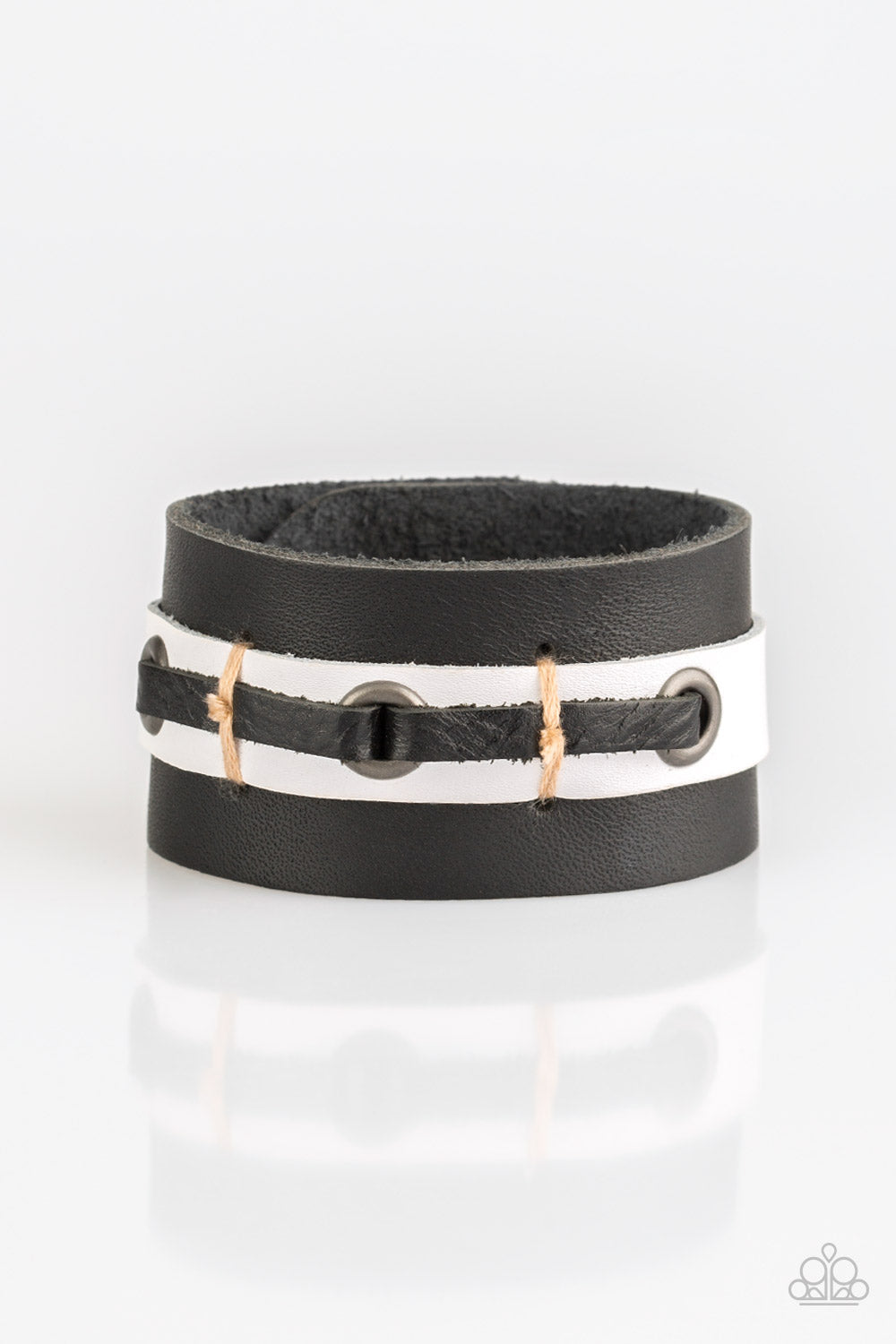 BEAR LAKE - BLACK WHITE LEATHER WRAP BRACELET