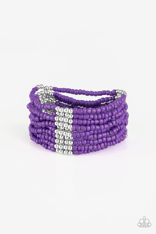 OUTBACK ODYSSEY - PURPLE SEEDBEADS MULTI LAYER STRETCH BRACELET