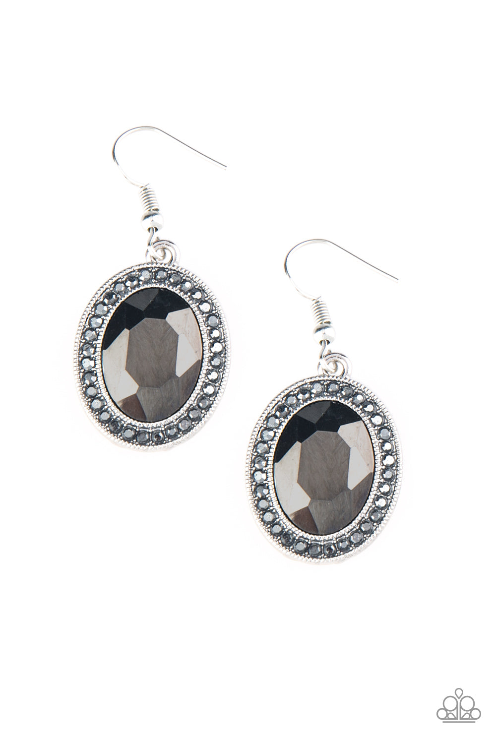 ONLY FAME IN TOWN - SILVER OVAL HEMATITE EARRINGS