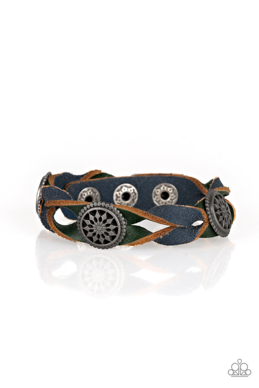 WIDE OPEN RANGER - BLUE LEATHER WRAP BRACELET