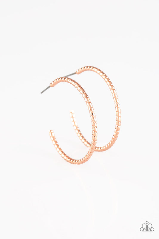 HOOP, LINE, AND SINKER - COPPER MARINE ROPE CORD TEXTURED HOOP EARRINGS