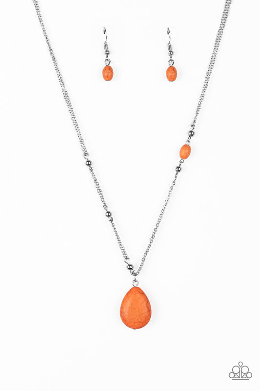 PEACEFUL PRAIRIES - ORANGE CRACKLE STONE DAINTY NECKLACE