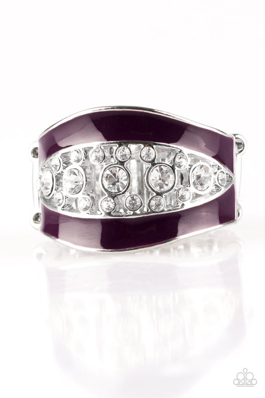 TRENDING TREASURE - PURPLE ENAMEL SILVER STRETCH RING