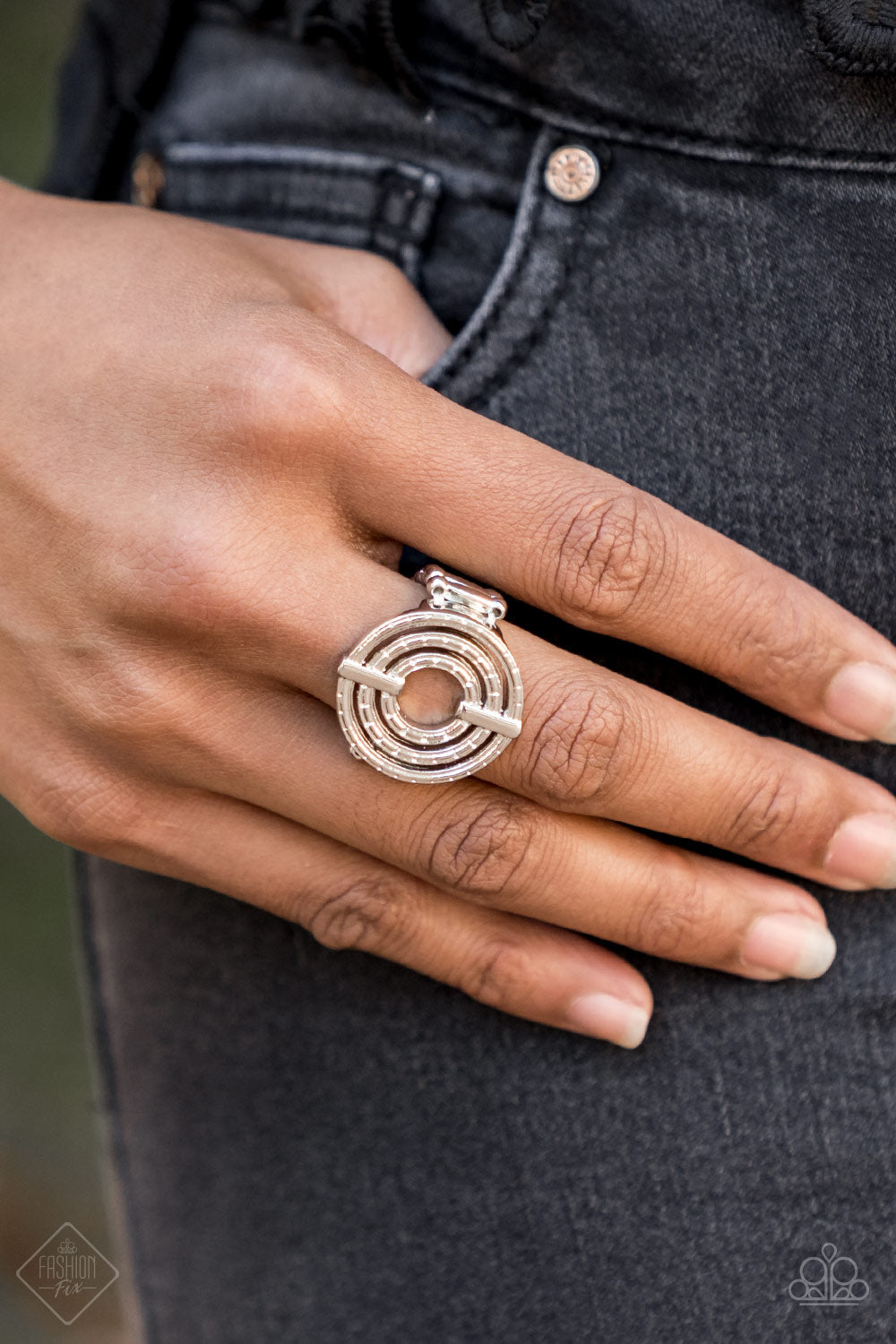OPEN UP - SILVER ROUND FASHION FIX RING