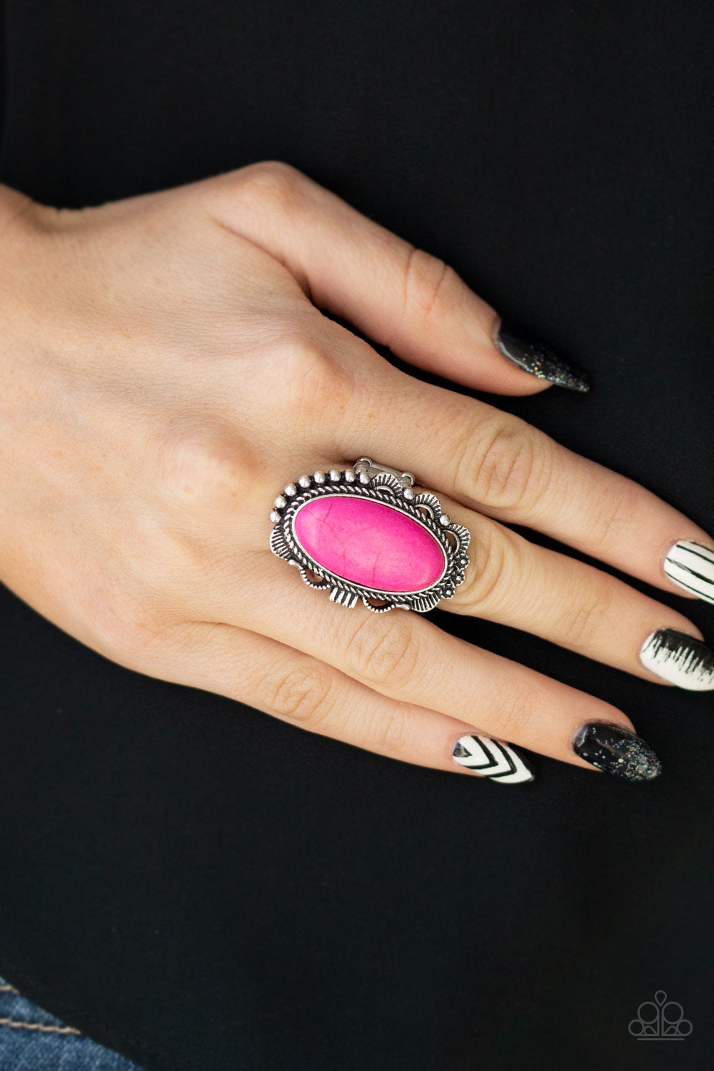 OPEN RANGE - PINK CRACKLE STONE RING