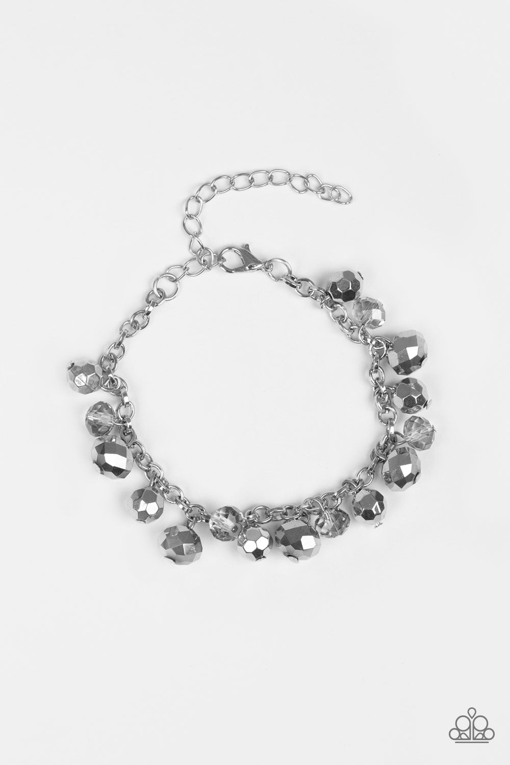 BRILLIANTLY BURLESQUE - SILVER FACETED MIRROR BEADS BRACELET