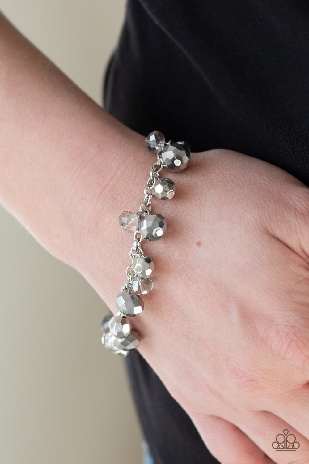 BRILLIANTLY BURLESQUE - SILVER FACETED MIRROR BEADS BRACELET