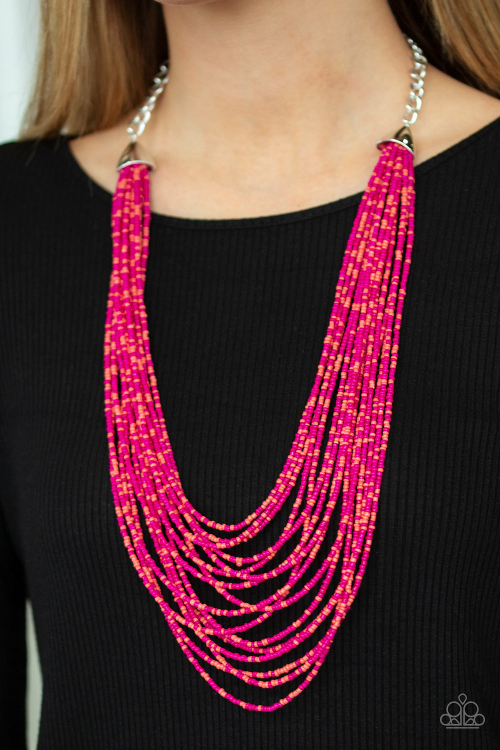 Paparazzi pink seed deals bead necklace