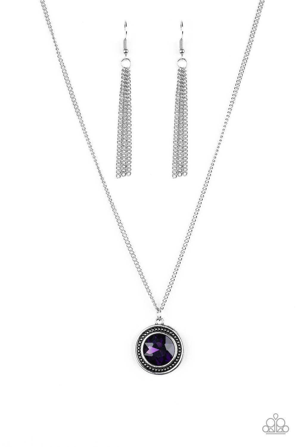 MEGA MONEY - PURPLE AMETHYST RHINESTONE SOLITAIRE NECKLACE