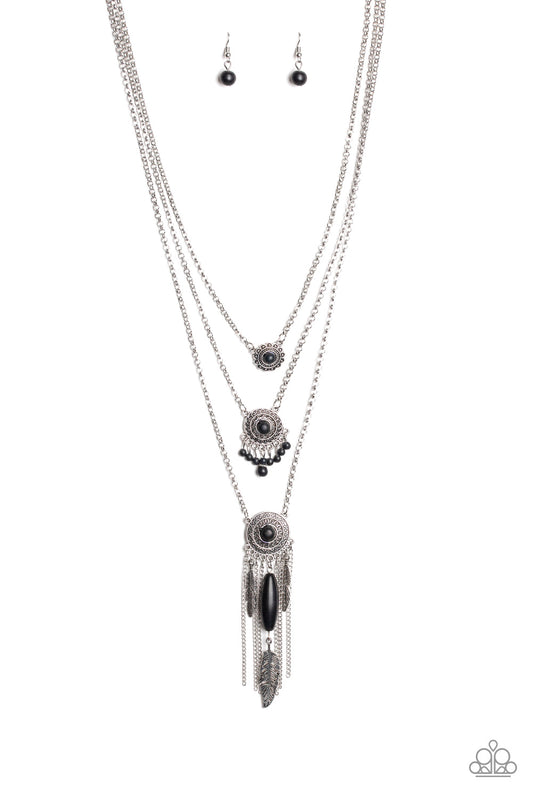 DESERT DAYDREAM - BLACK FEATHER FRINGE NECKLACE