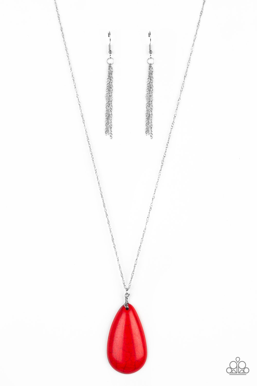 STONE RIVER - RED TEARDROP SANDSTONE NECKLACE