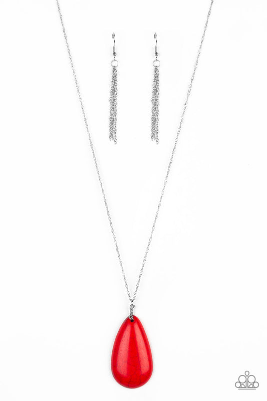 STONE RIVER - RED TEARDROP SANDSTONE NECKLACE