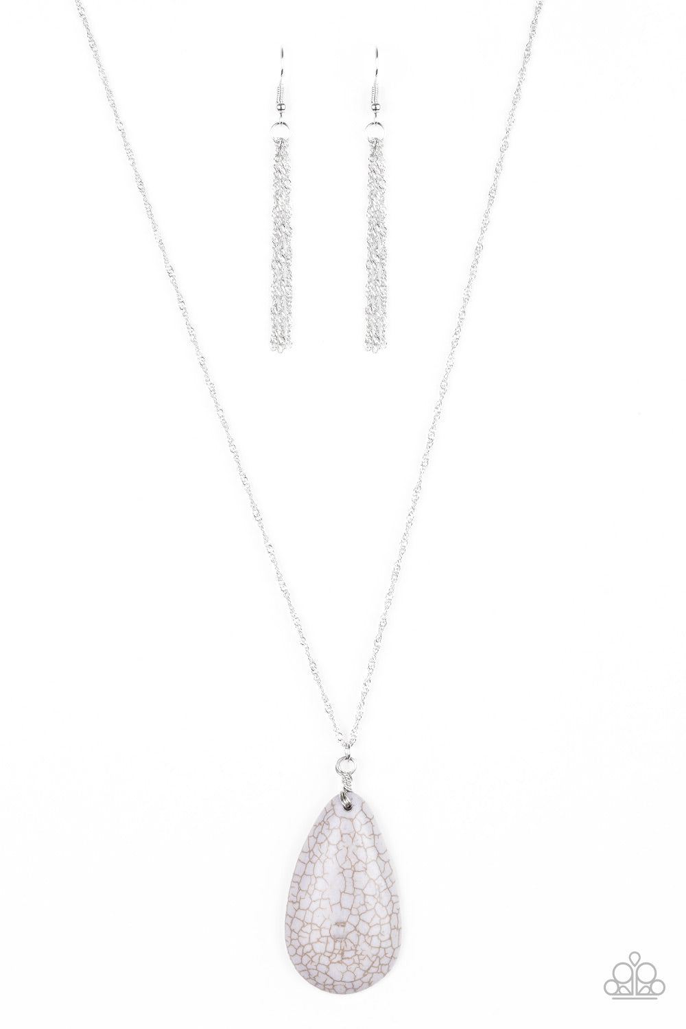 STONE RIVER - SILVER SANDSTONE TEARDROP NECKLACE