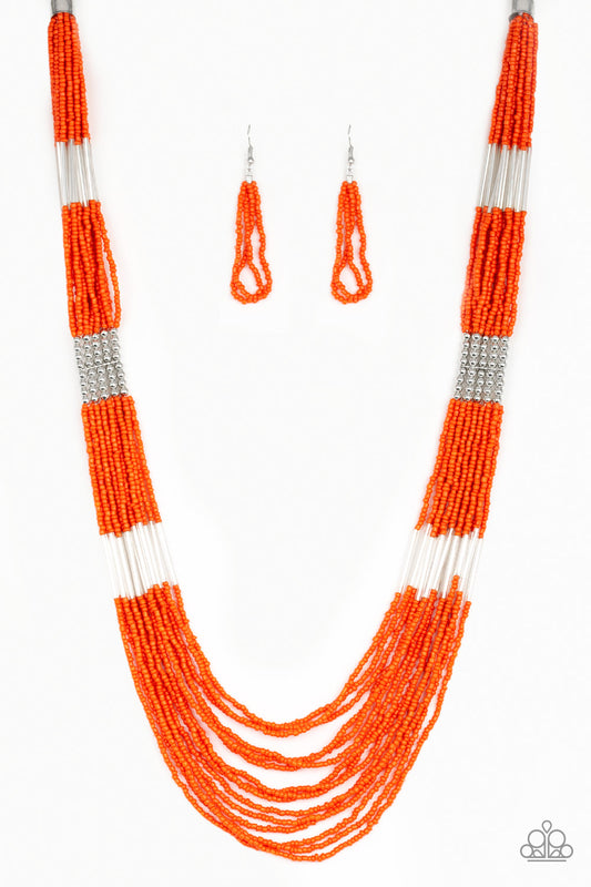 LET IT BEAD - ORANGE SEEDBEAD NECKLACE