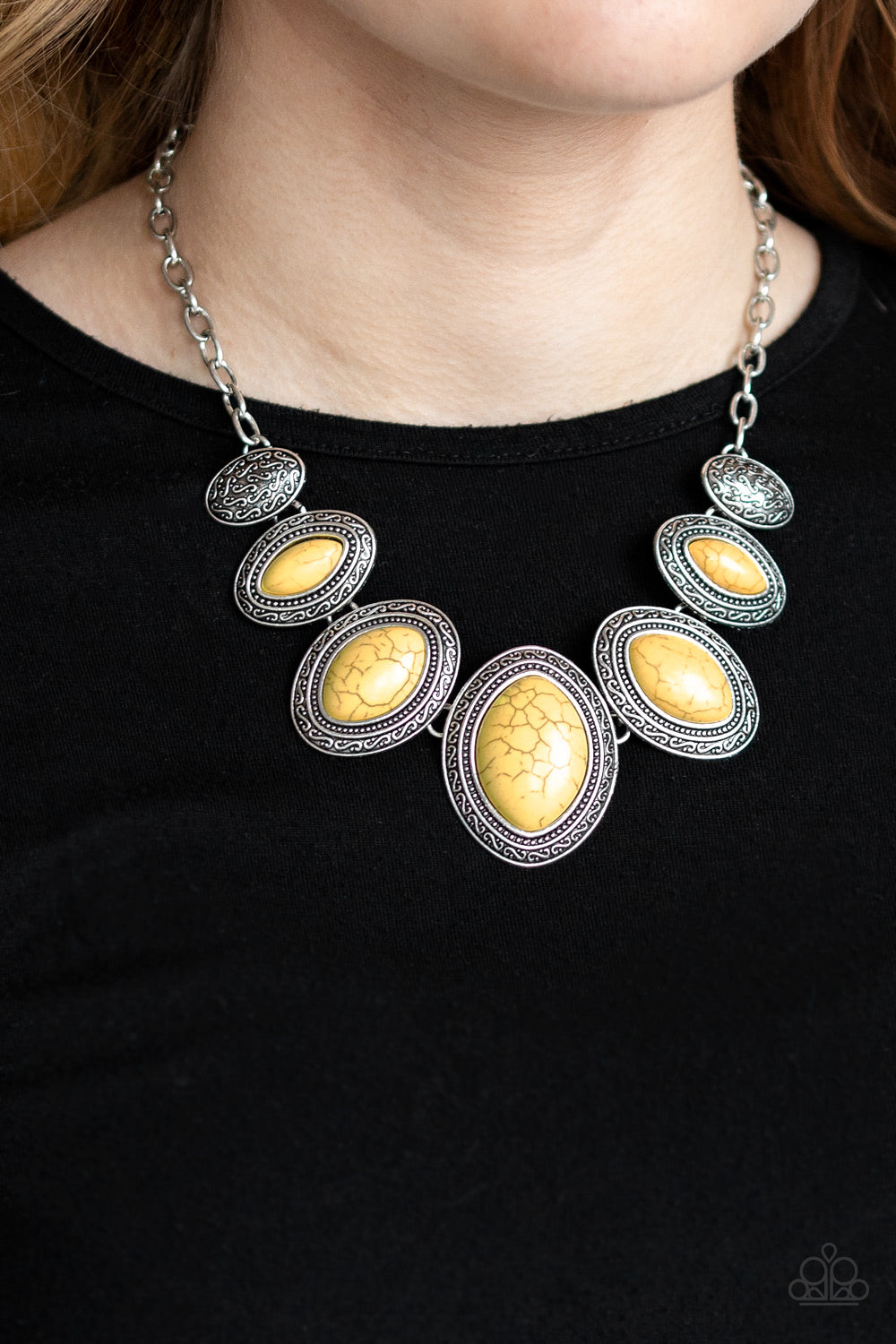 SIERRA SERENITY - YELLOW CRACKLE STONE  NECKLACE