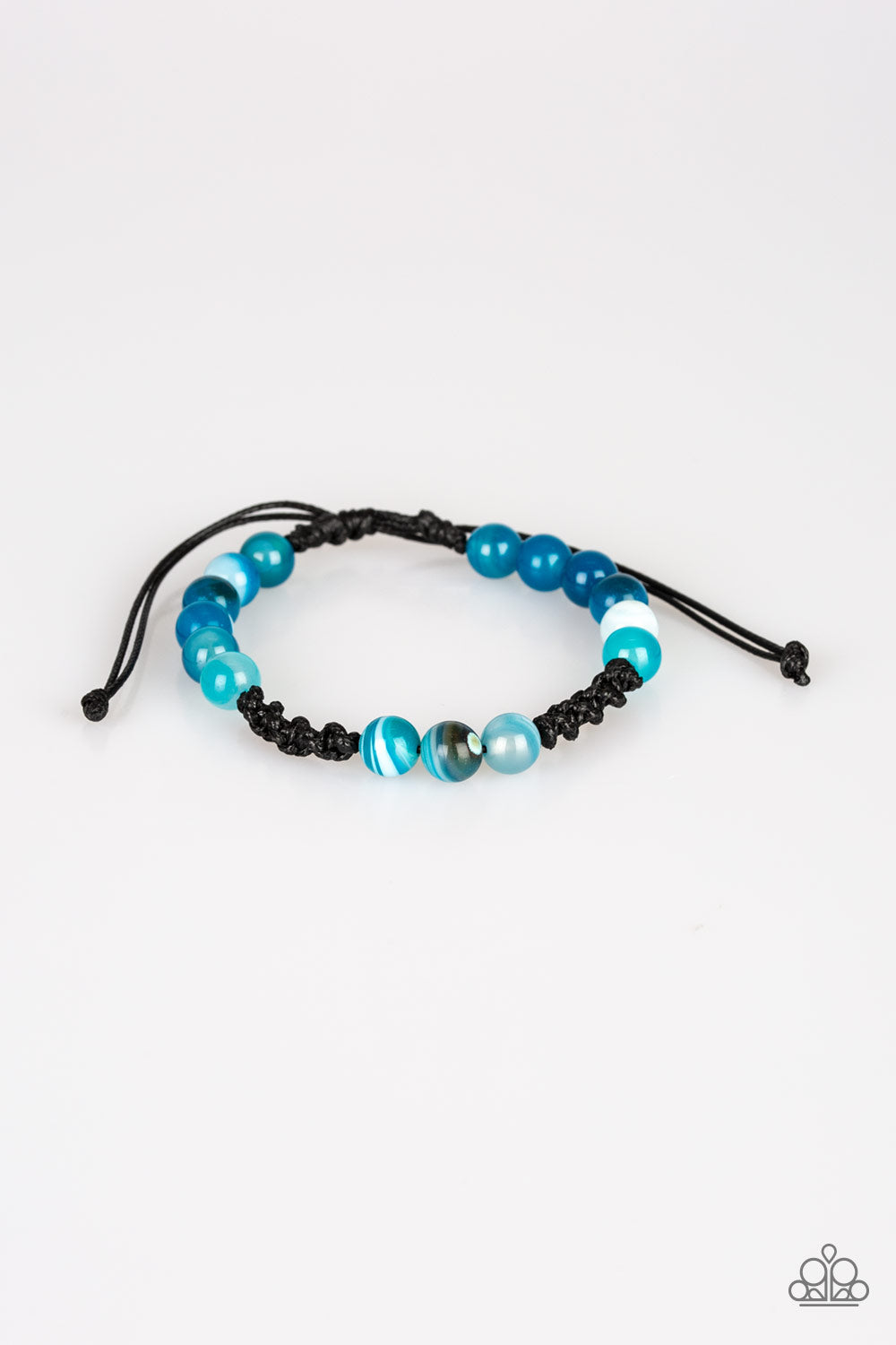 LAID BACK - BLUE POLISHED STONE URBAN DRAW STRING BRACELET