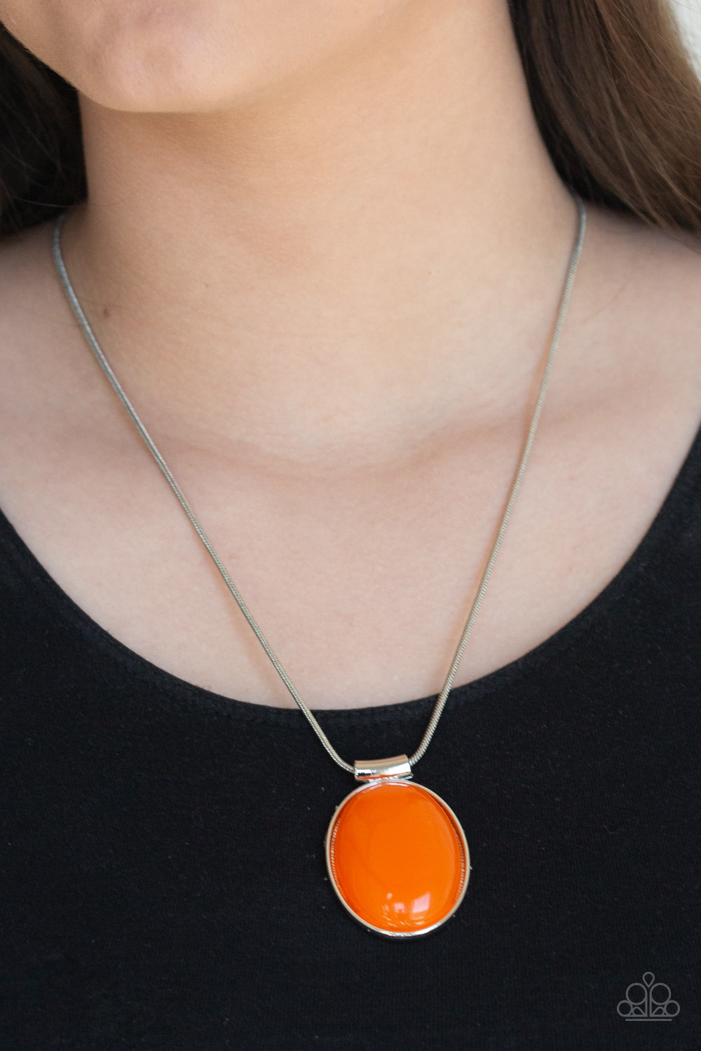 RISING STARDOM - ORANGE OVAL NATURAL STONE NECKLACE