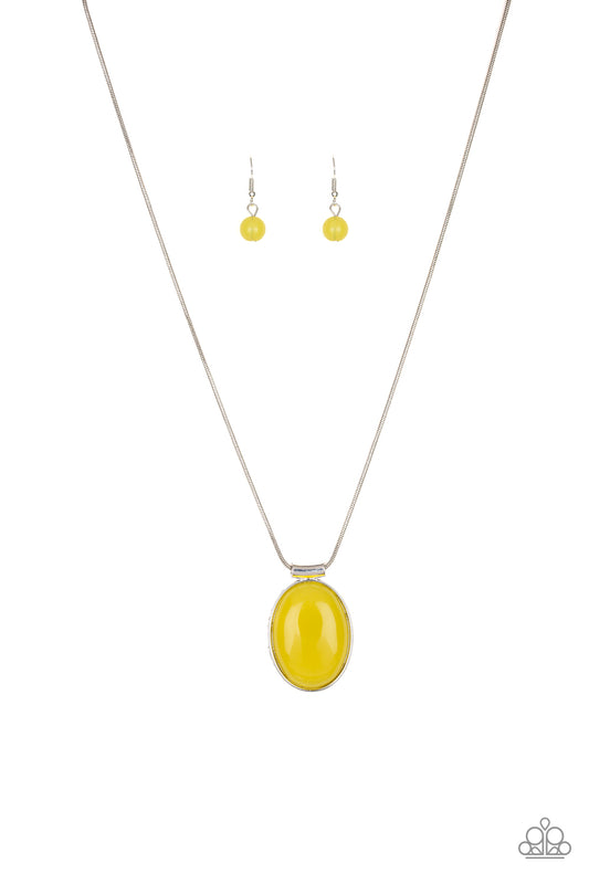 RISING STARDOM - YELLOW LEMON OVAL NATURAL STONE NECKLACE