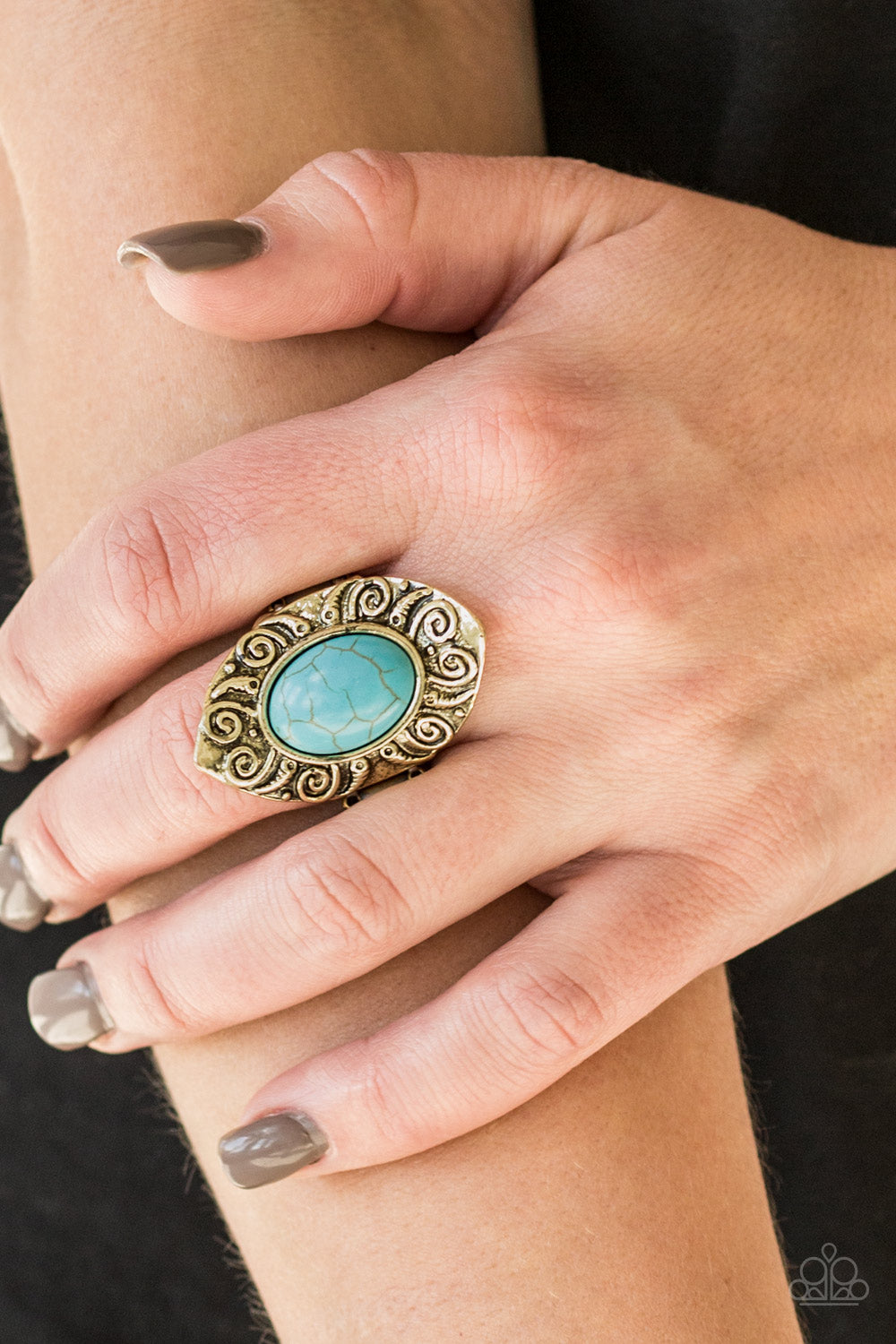 MEGA MOTHER NATURE - BRASS AND TURQUOISE RING