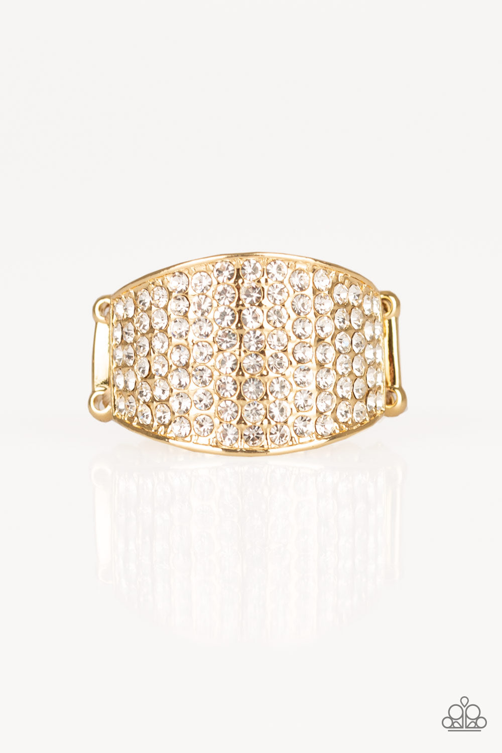 KABOOM! - GOLD WHITE RHINESTONES PAVE RING