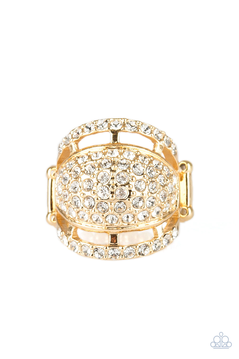 THE SEVEN-FIGURE ITCH - GOLD DOME RHINESTONES RING