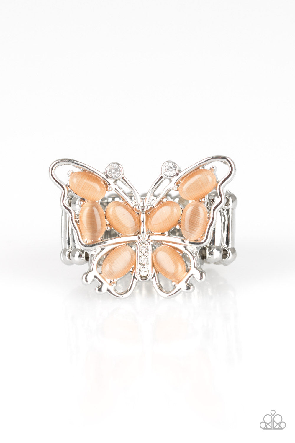 FLUTTER FLAIR - ORANGE MOONSTONE BUTTERFLY RING