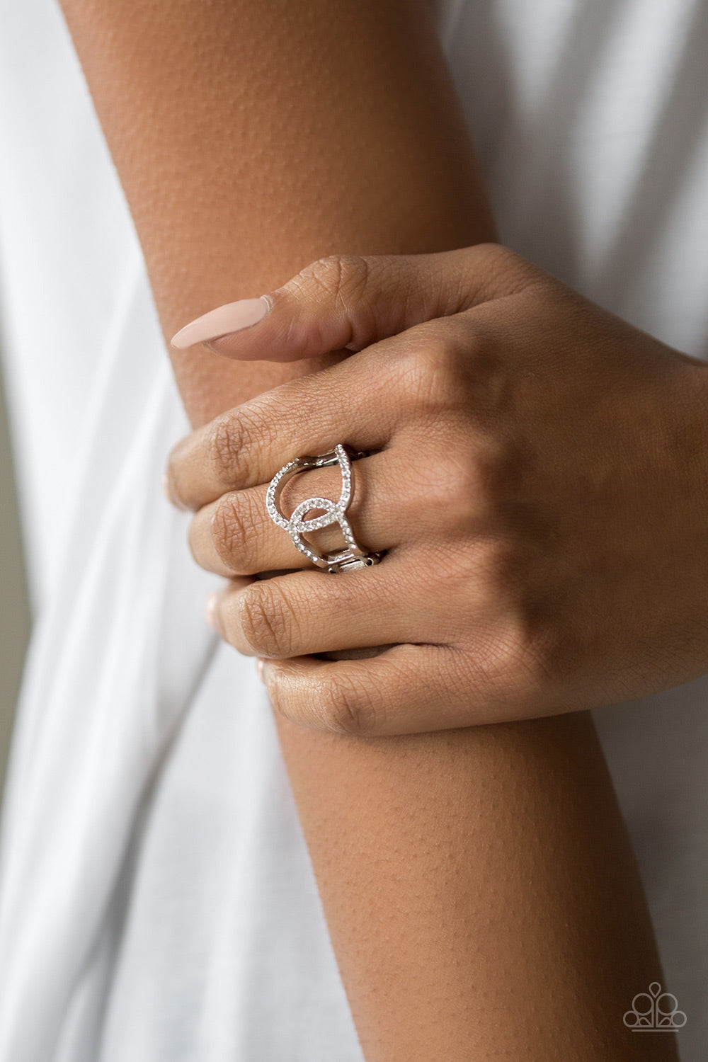 RADICAL RADIANCE - WHITE RHINESTONE HORSESHOES RING