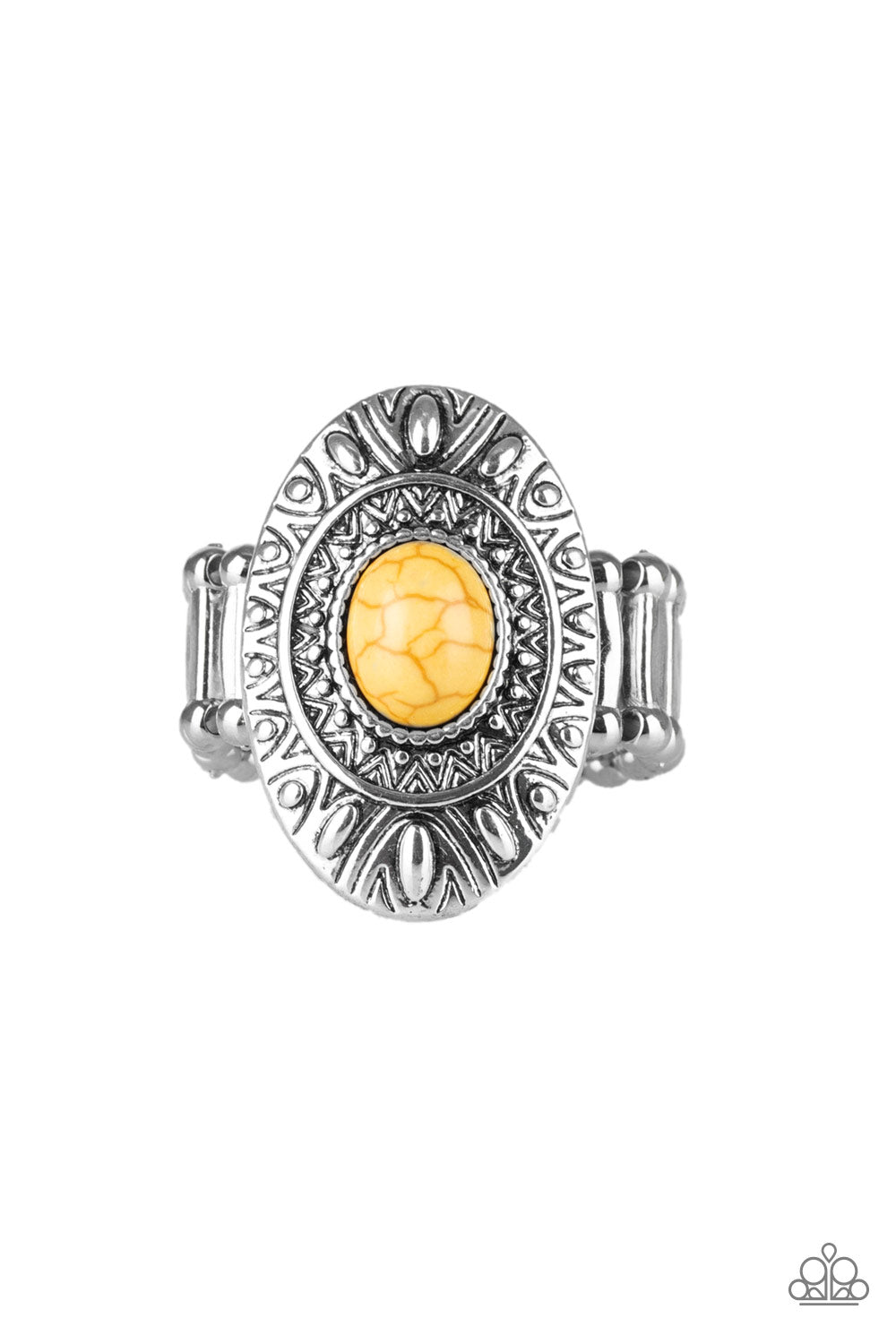 STONE FOX - YELLOW CRACKLE STONE RING