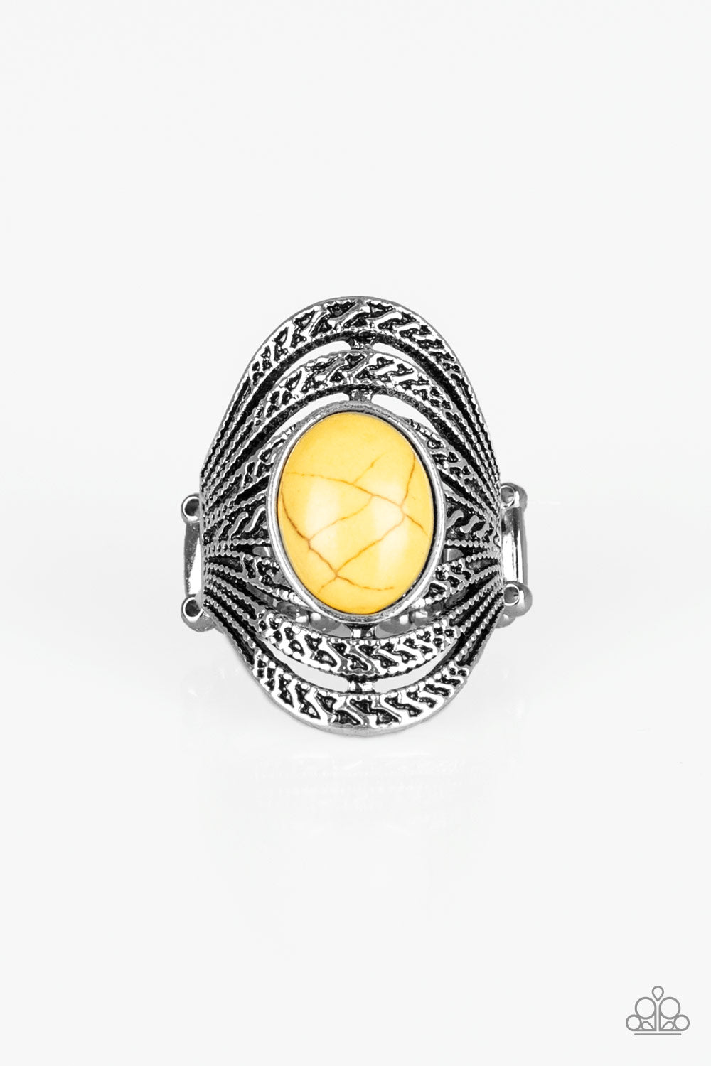 ROYAL ROAMER - YELLOW OVAL CRACKLE SANDSTONE RING