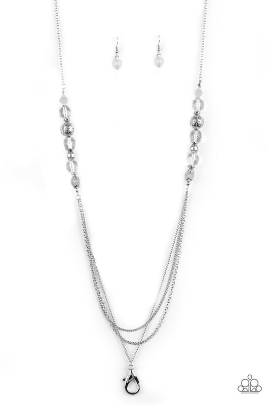 NATIVE NEW YORKER - WHITE CRYSTALS LANYARD NECKLACE