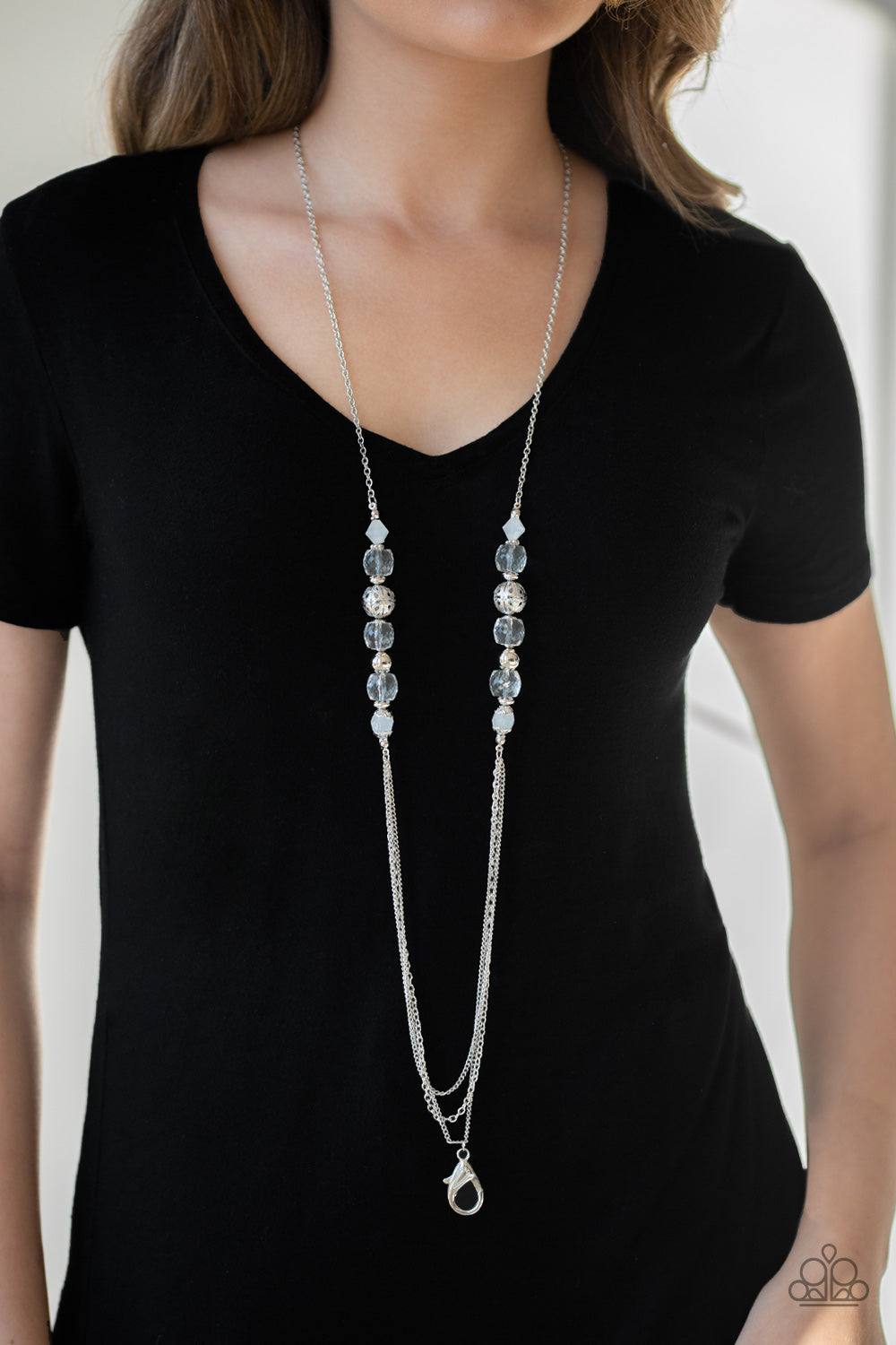 NATIVE NEW YORKER - WHITE CRYSTALS LANYARD NECKLACE