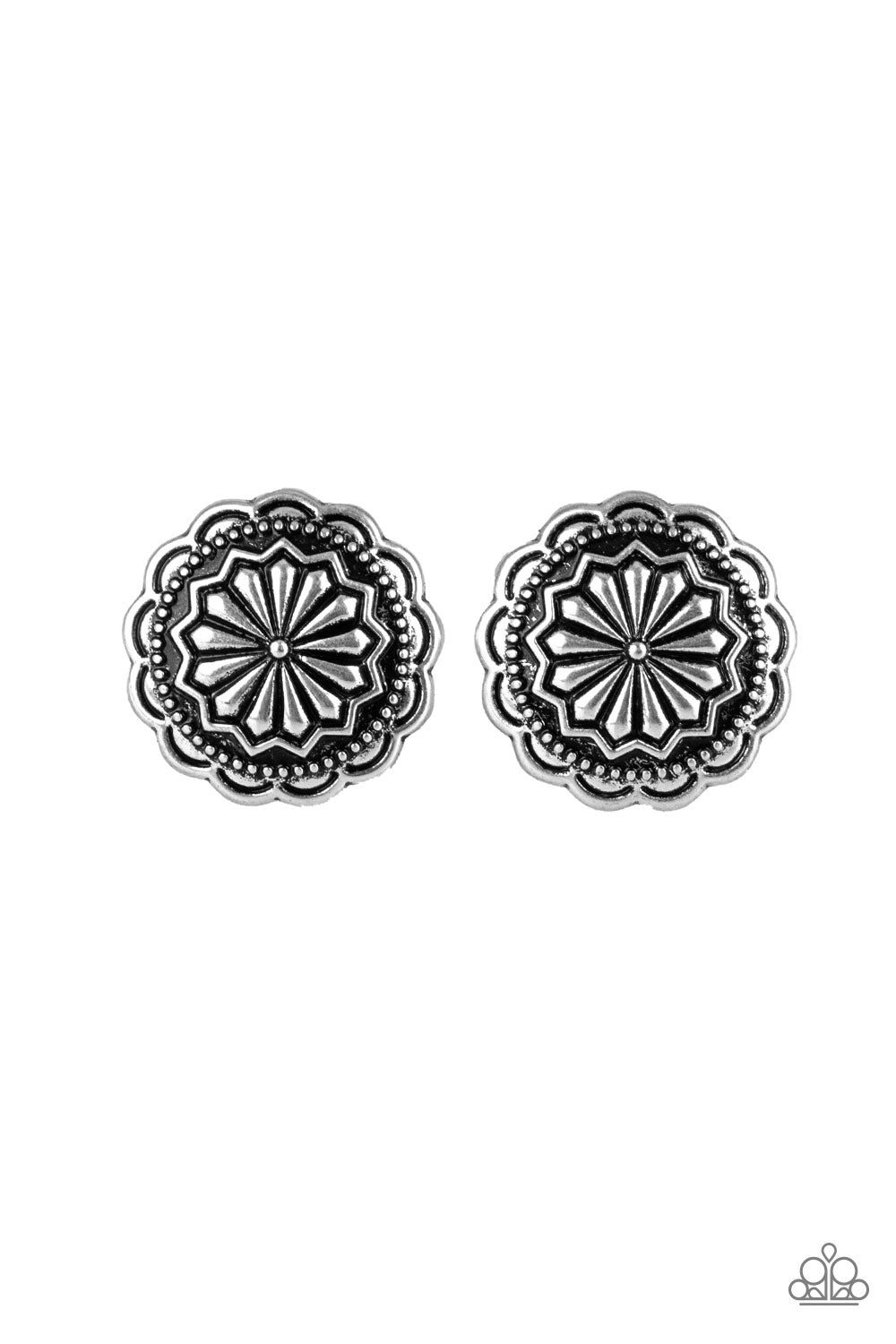 DURANGO DESERT - SILVER MEDALLION FLORAL SOUTHWEST EARRINGS