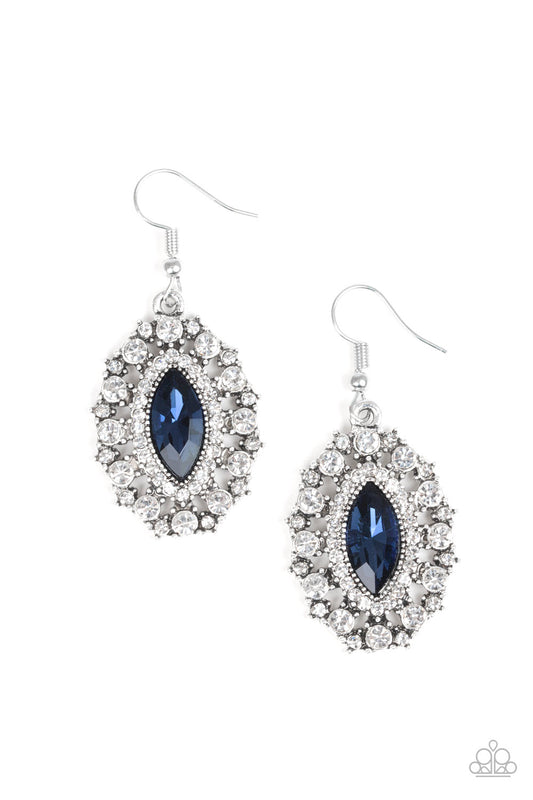 LONG MAY SHE REIGN - BLUE SAPPHIRE RHINESTONE MARQUISE EARRINGS
