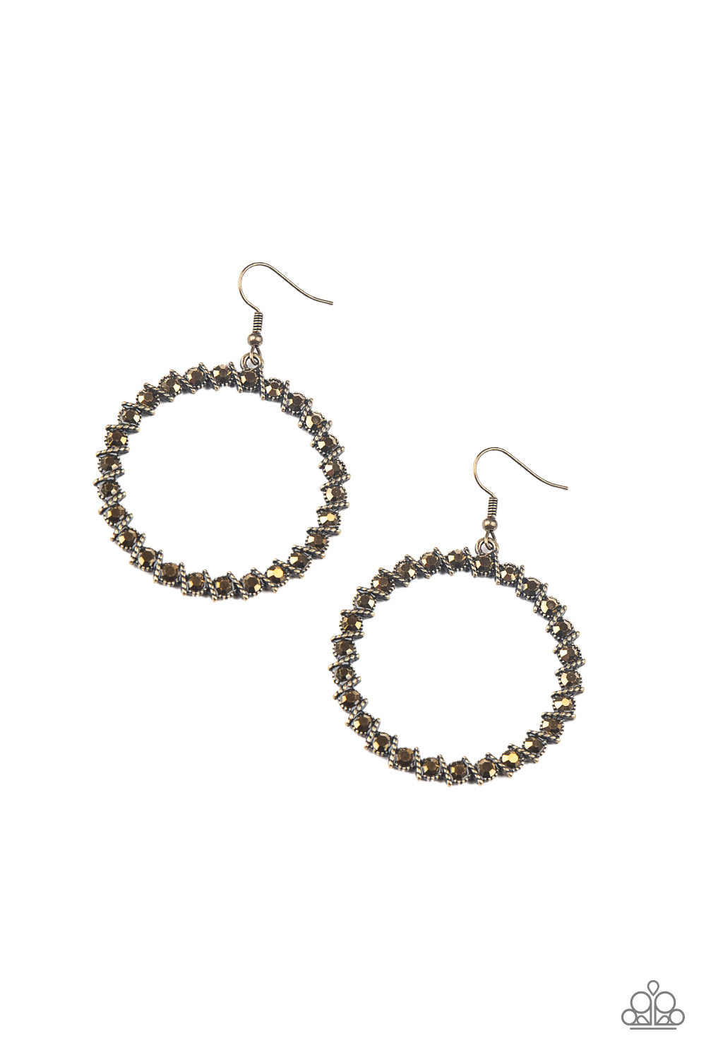 ENLIGHTEN ME - BRASS AURUM RHINESTONES CIRCLE HOOP EARRINGS