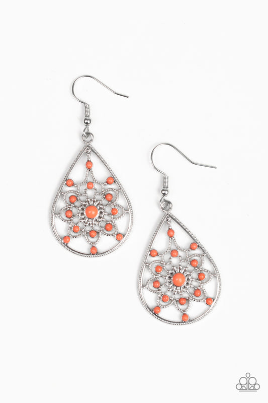 A FLAIR FOR FABULOUS - ORANGE BEADS EARRINGS