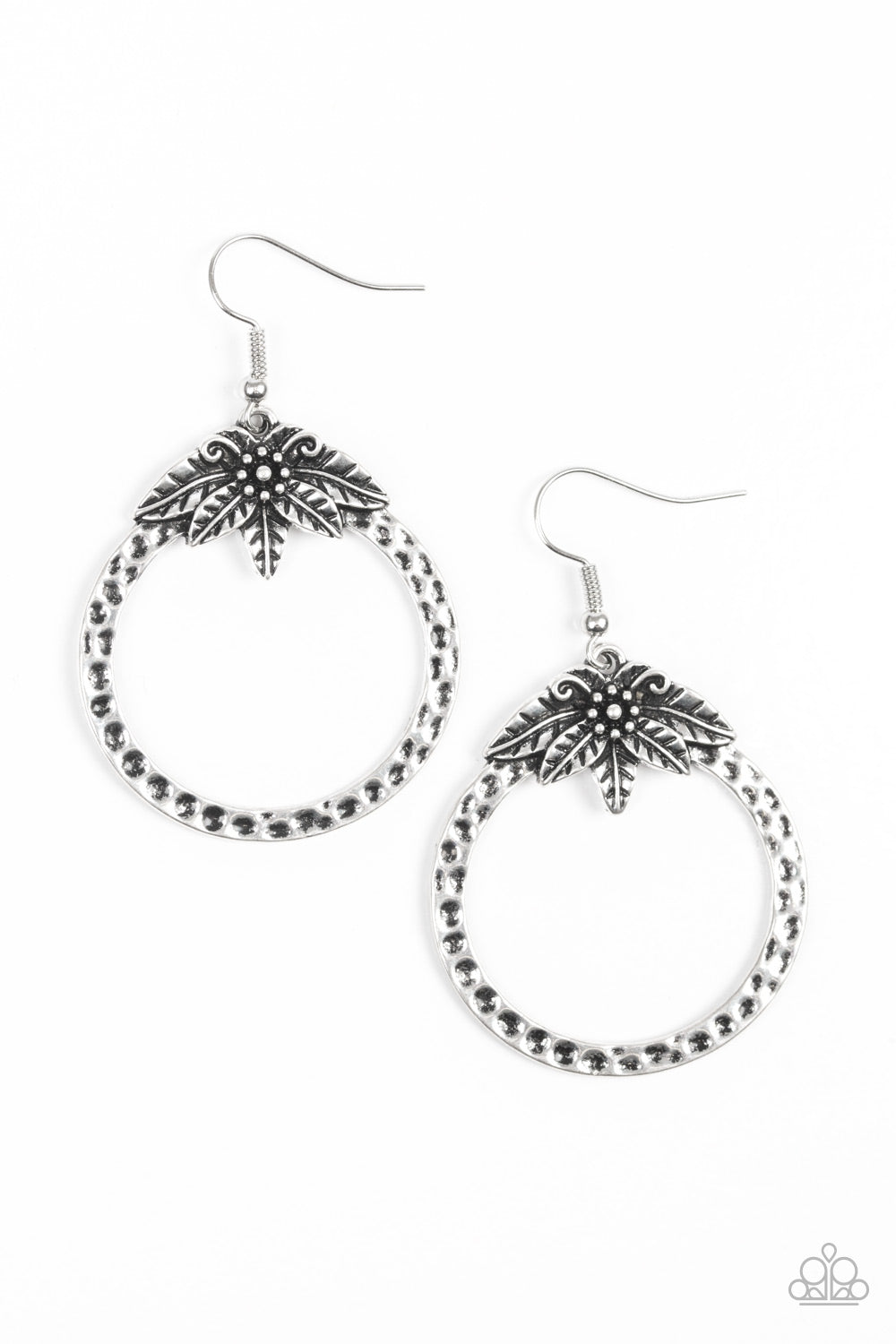 ISLAND INSIDER - SILVER FLOWER HOOP WREATH EARRINGS