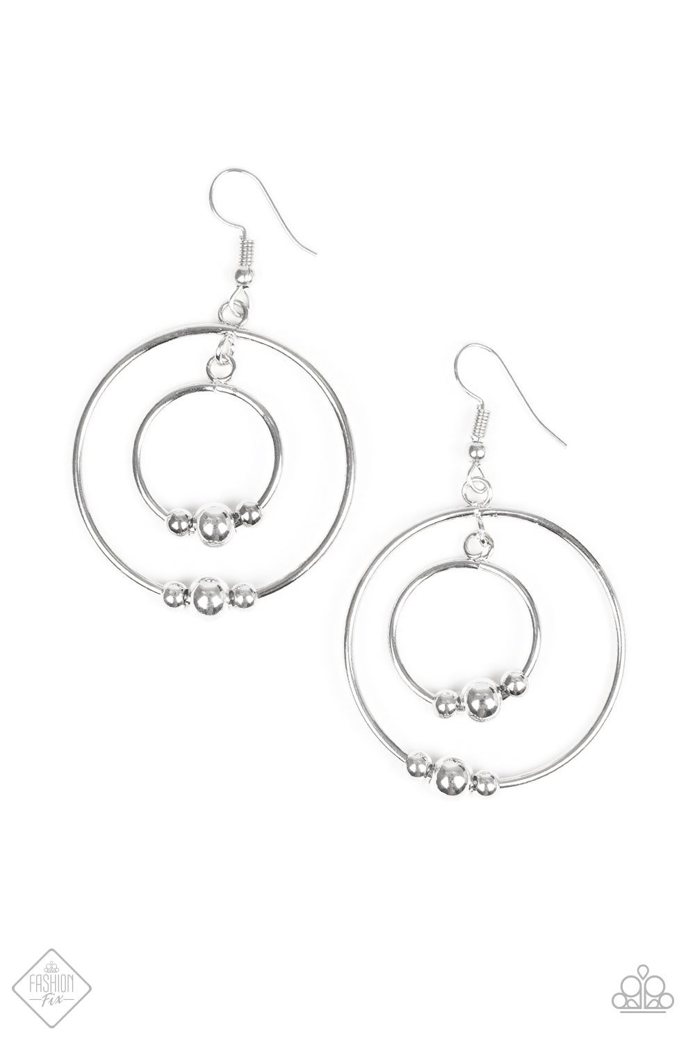 CENTER OF ATTRACTION - SILVER SLIDING BEADS FASHION FIX EARRINGS