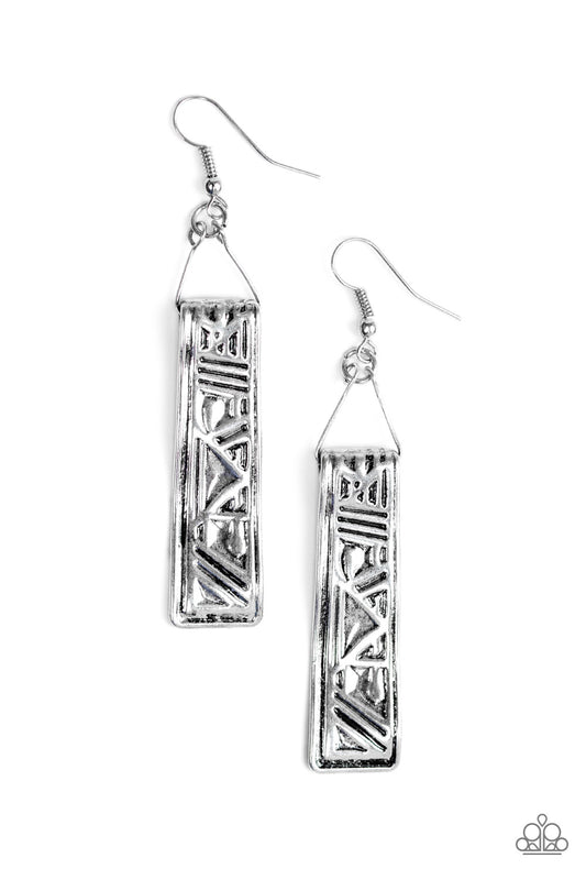ANCIENT ARTIFACTS - SILVER TRIBAL TEXTURED WAVY TAB EARRINGS