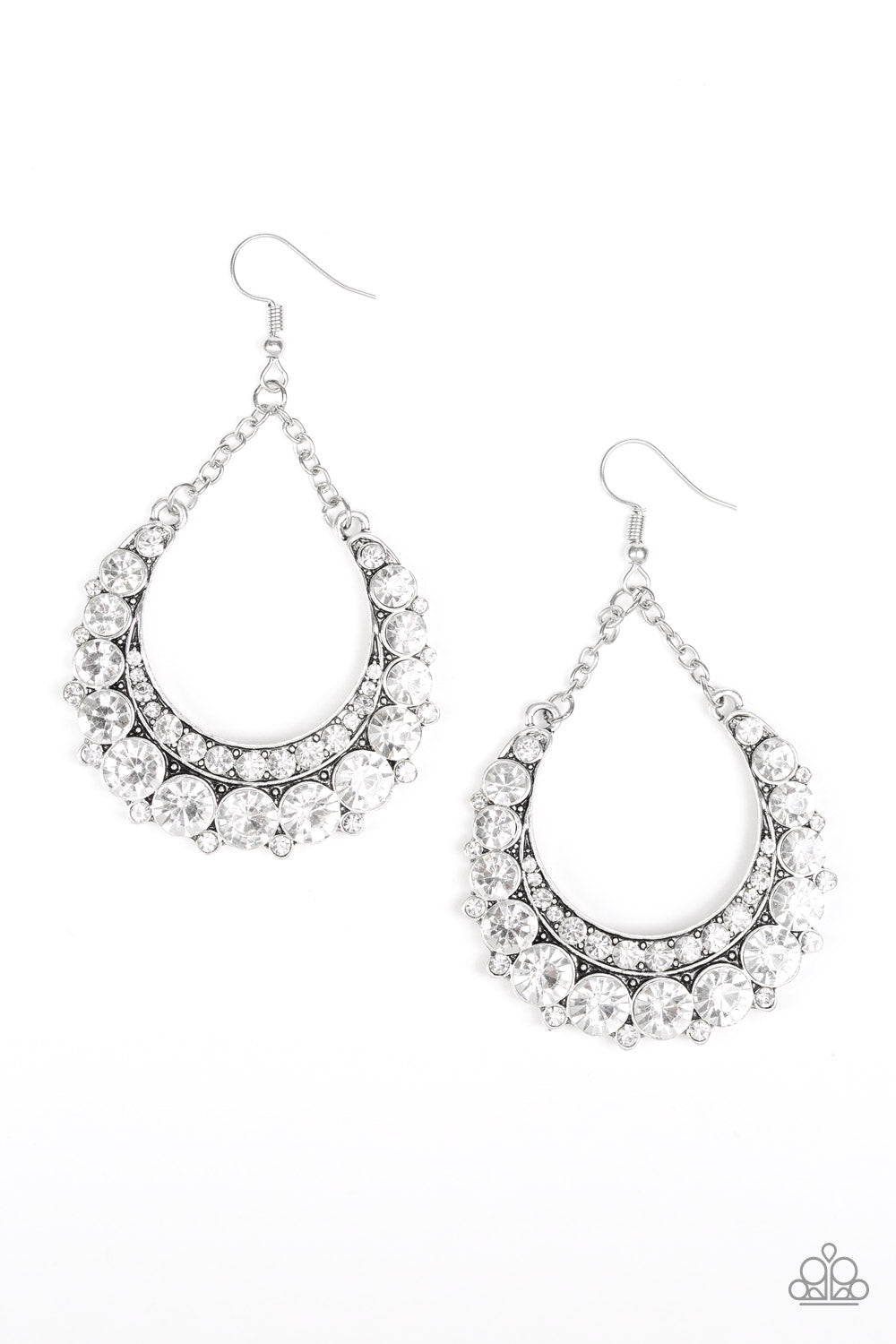 ONCE IN A SHOWTIME - WHITE RHINESTONE EARRINGS