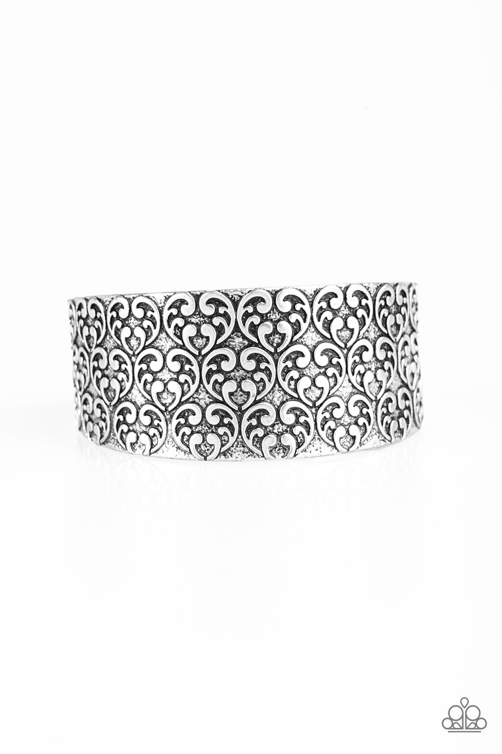 EAT YOUR HEART OUT - SILVER HEARTS FILIGREE CUFF BRACELET