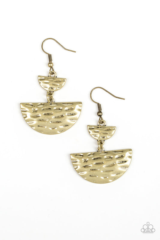 TRIASSIC TRIANGLES - BRASS TEXTURED CRESCENT EARRINGS