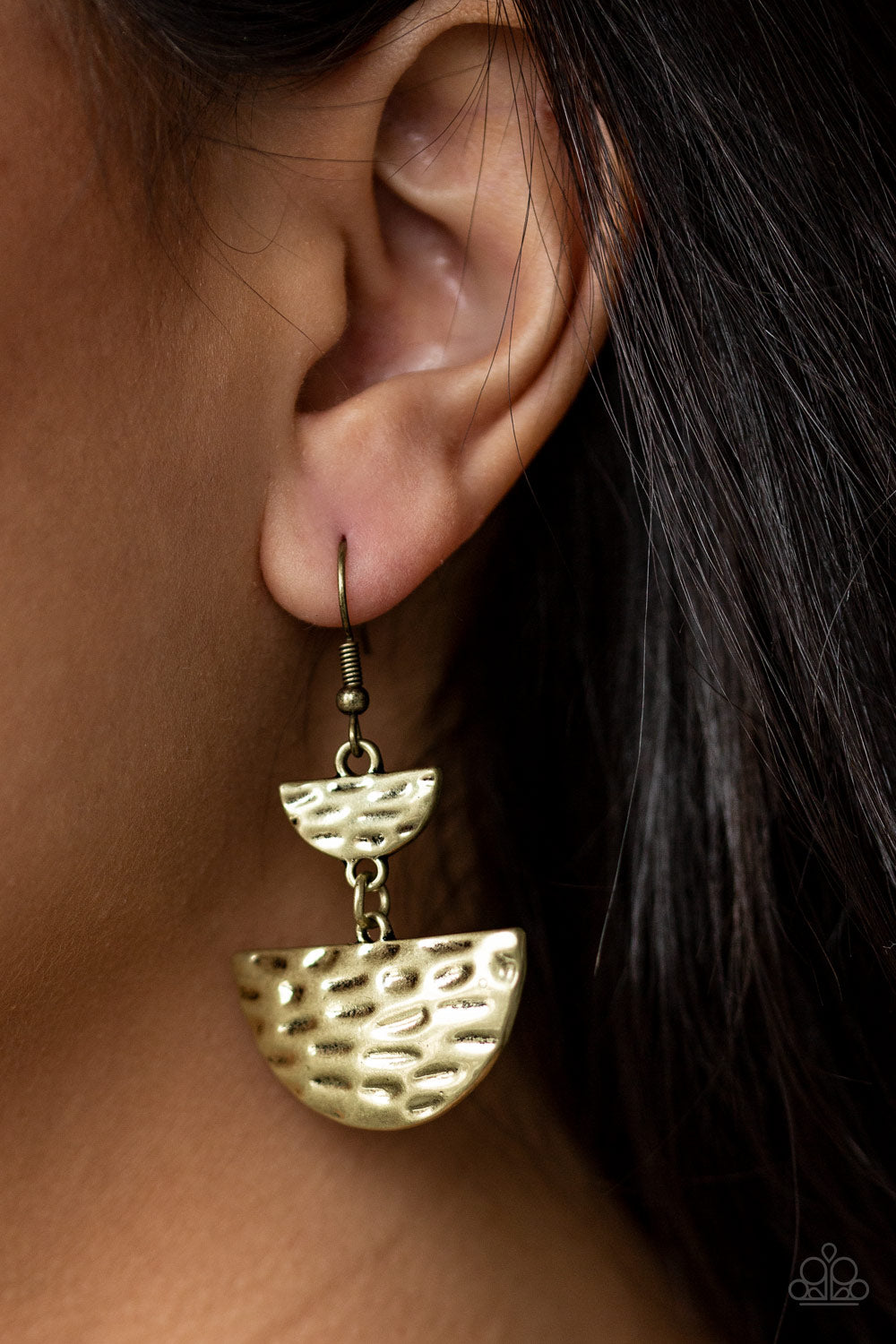TRIASSIC TRIANGLES - BRASS TEXTURED CRESCENT EARRINGS