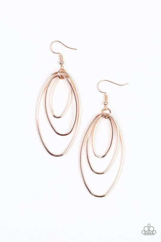 ALL OVAL THE PLACE - ROSE GOLD 3 OVALS PENDANT HOOP EARRINGS