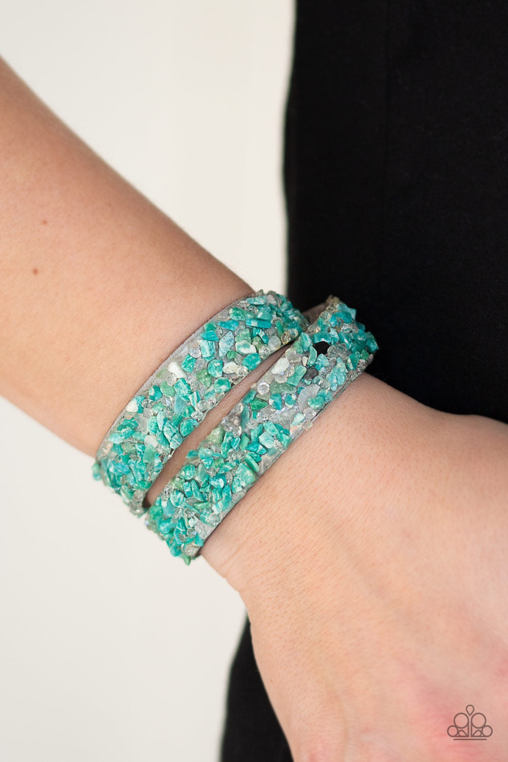 CRUSH TO CONCLUSIONS - GREEN ROCK DOUBLE WRAP BRACELET