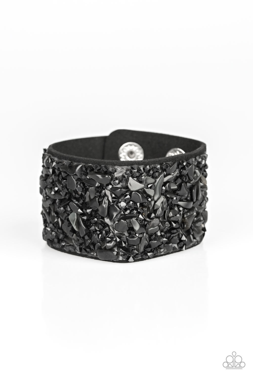 CRUSH RUSH - BLACK STONES RHINESTONES ROCK WRAP BRACELET