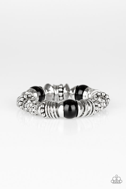 UPTOWN TEASE - BLACK SILVER STRETCH BRACELET