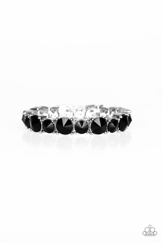 BORN TO BEDAZZLE - BLACK ONYX RHINESTONES STRETCH TENNIS BRACELET