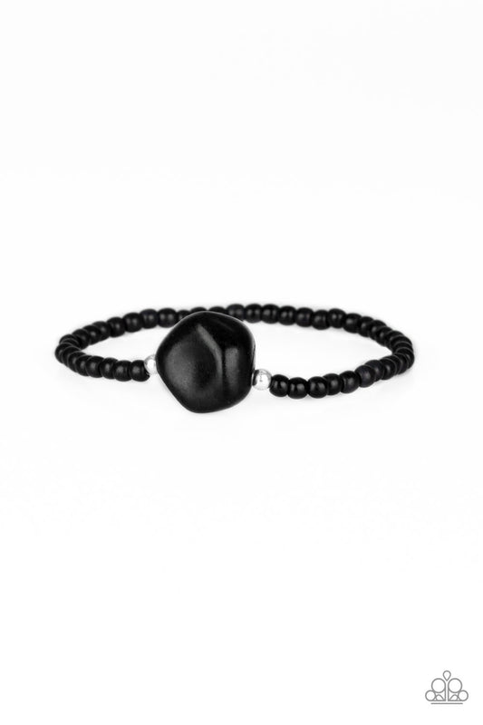 ECO ECCENTRICITY - BLACK POLISHED STONE STRETCH BRACELET