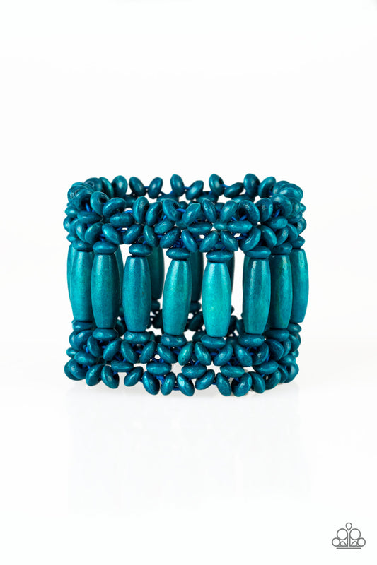 BARBADOS BEACH CLUB - BLUE WOODEN STRETCH BRACELET
